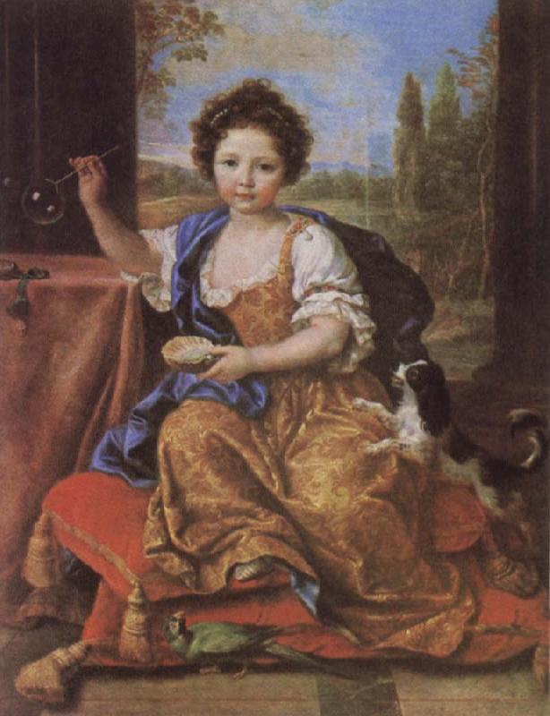 Pierre Mignard Girl Blowing Soap Bubbles oil painting picture